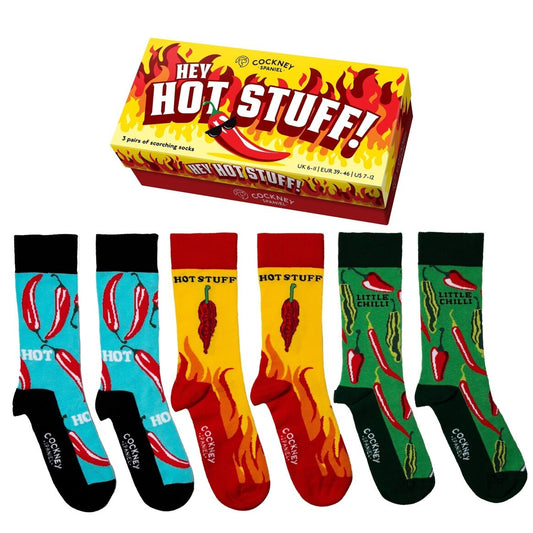 HEY HOT STUFF | Coffret Cadeau 3 Paires de Chaussettes Rouges Homme – Cockney Spaniel | Taille 39-46 cockney spaniel