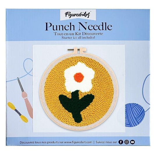 Kit Punch Needle DIY Jolie Fleur blanche Figured'art