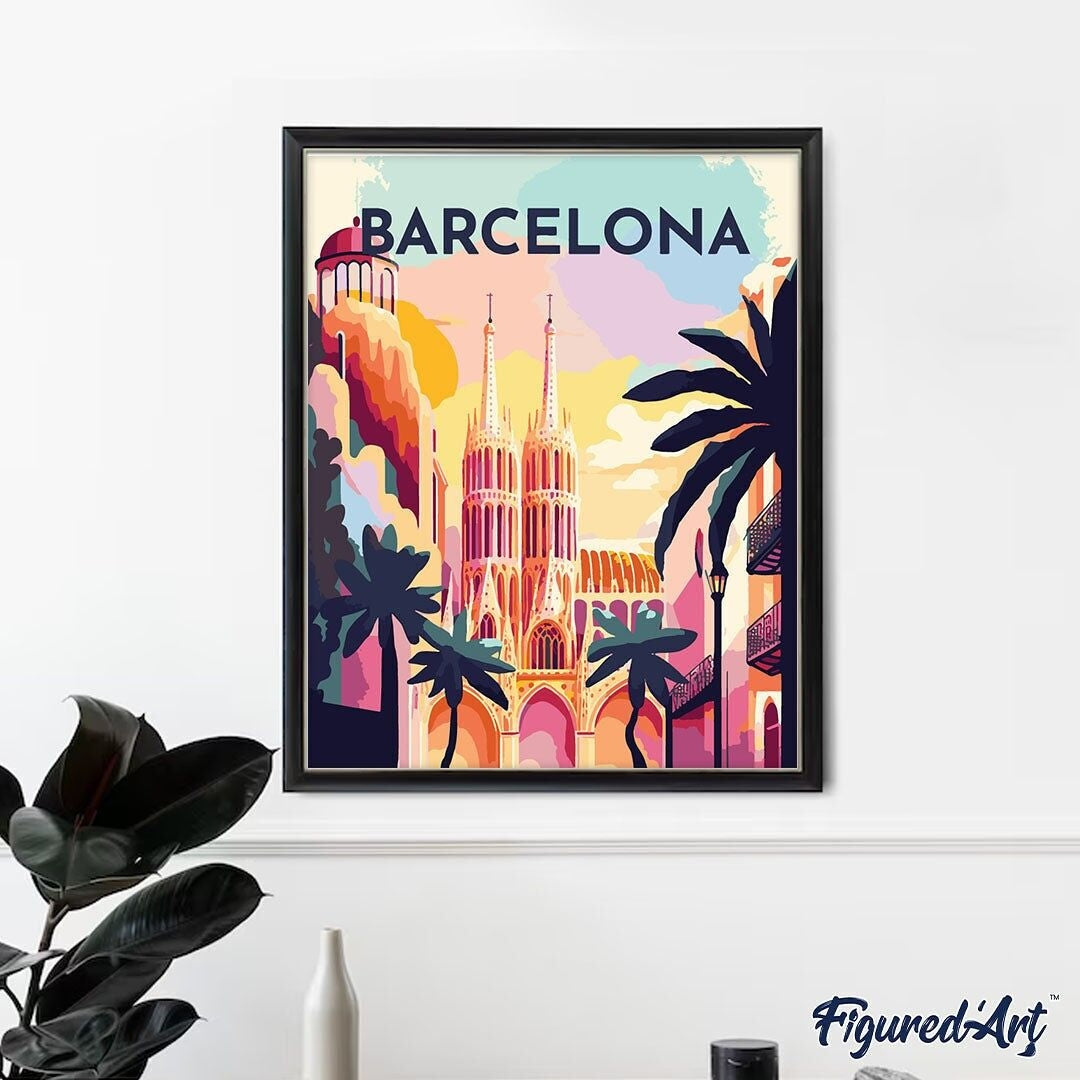 Broderie Diamant – Affiche de Voyage Barcelone | Kit Complet 40x50 cm Figured'art
