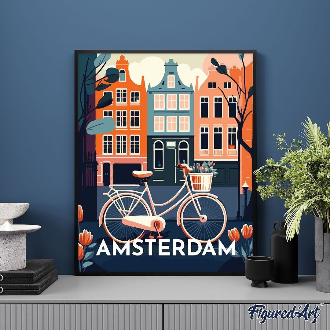 Broderie Diamant – Poster de Voyage Amsterdam | Kit Complet 40x50 cm Figured'art