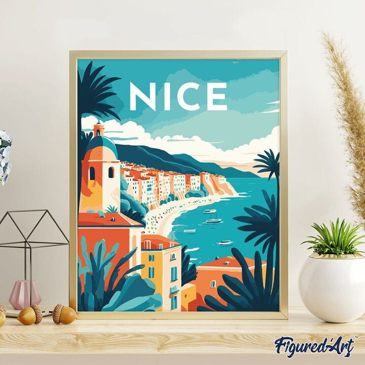 Broderie Diamant Nice 40x50 cm – Kit Complet Affiche Côte d’Azur Figured'art