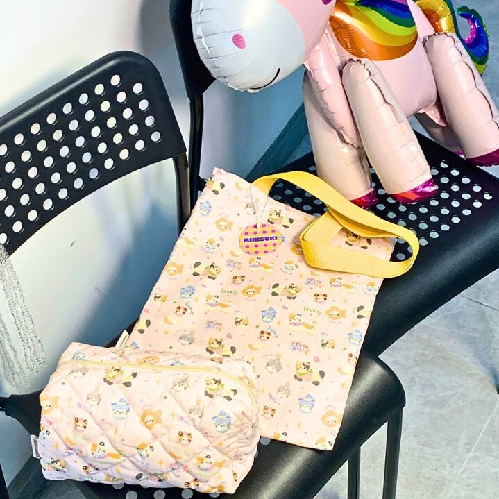 Coffret Kawaï Cute Kitty Chat Tote Bag & Trousse Idée Cadeau MINISUKI