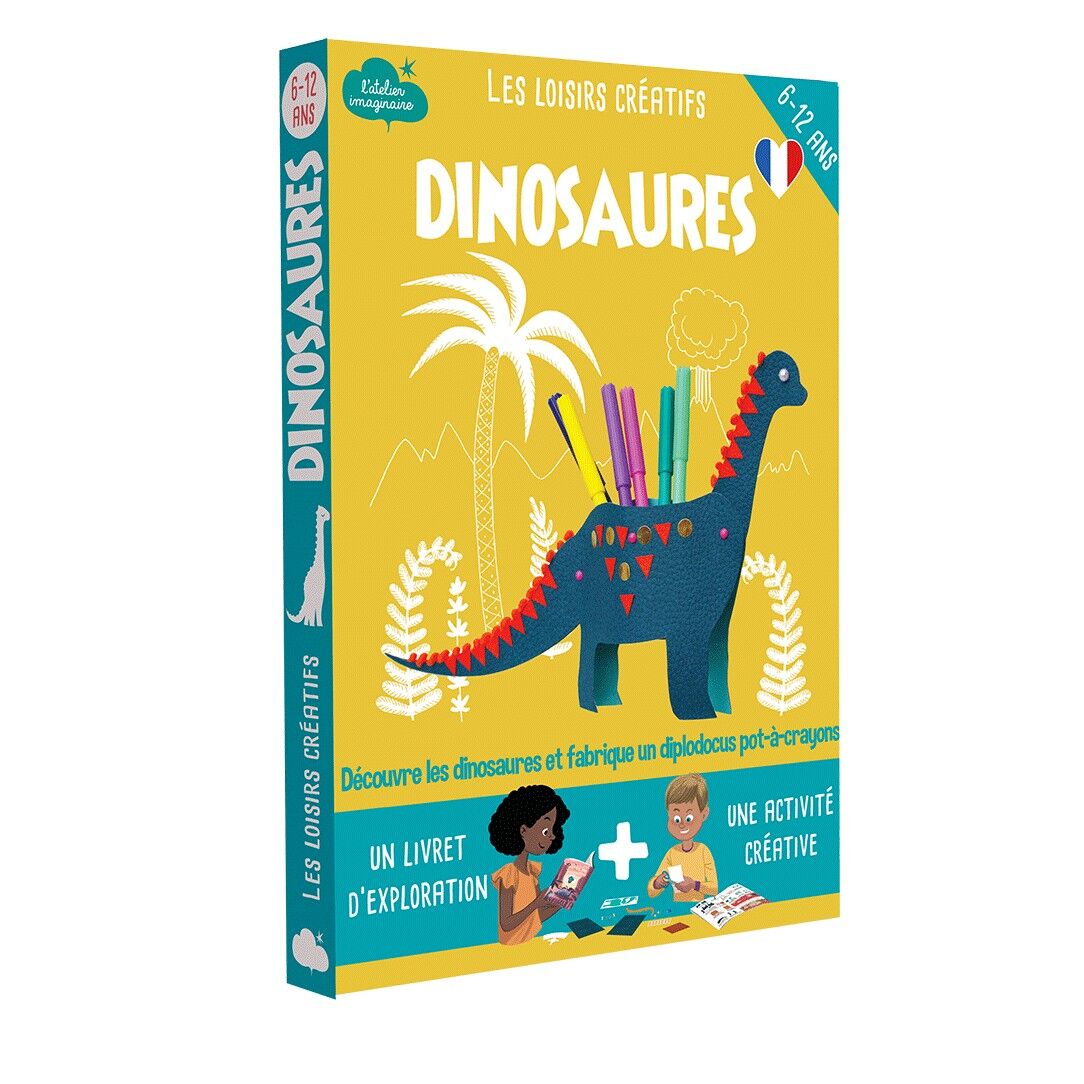 Coffret fabrication Pot à crayon Diplodocus pour enfant +1 livre l'atelier imaginaire