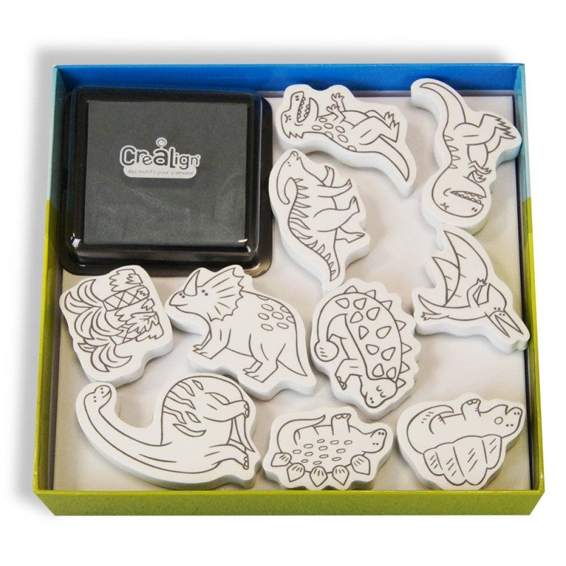 Personnages à Tamponner – Les Dinosaures | Crealign (10 tampons + encreur) Créa lign