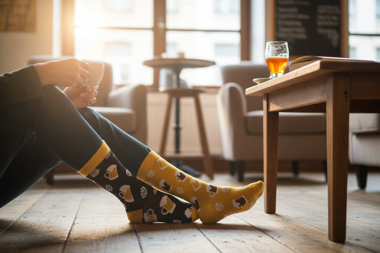 Chaussettes Humoristiques Bière Blonde / Brune – Plats & Boissons Mythiques JOY!
