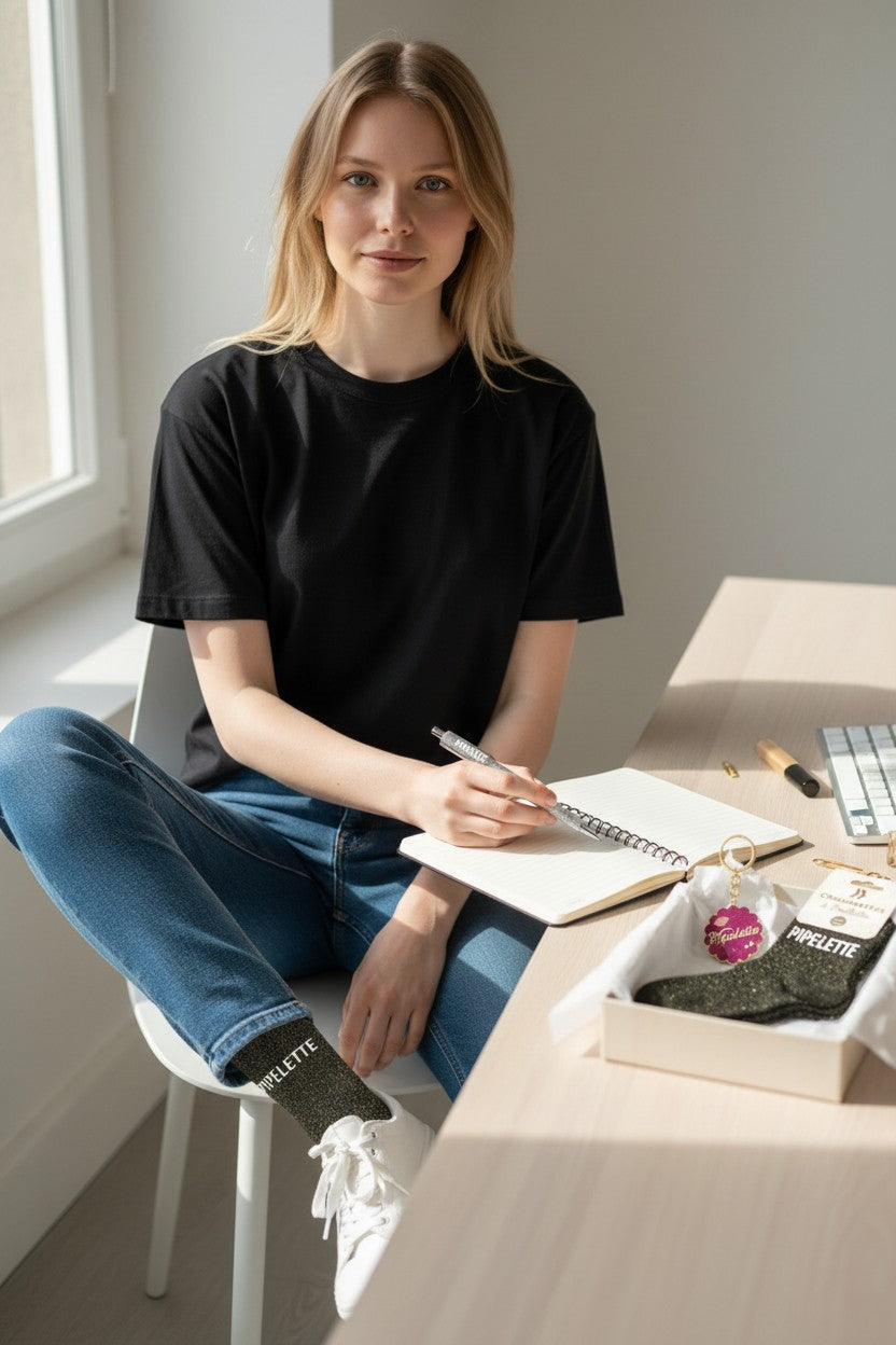 Porte-Clés Paillettes Pipelette – Cadeau Femme Humoristique JOY!