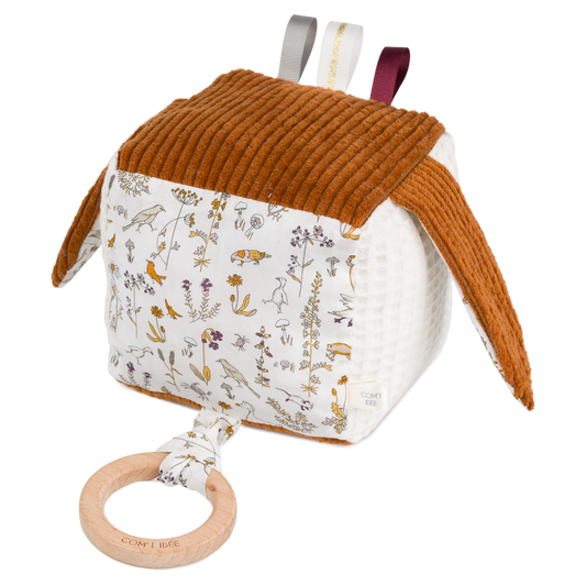 Kit couture cube d’éveil bébé Olympe – Jouet sensoriel Montessori en Liberty Com'1 Idée