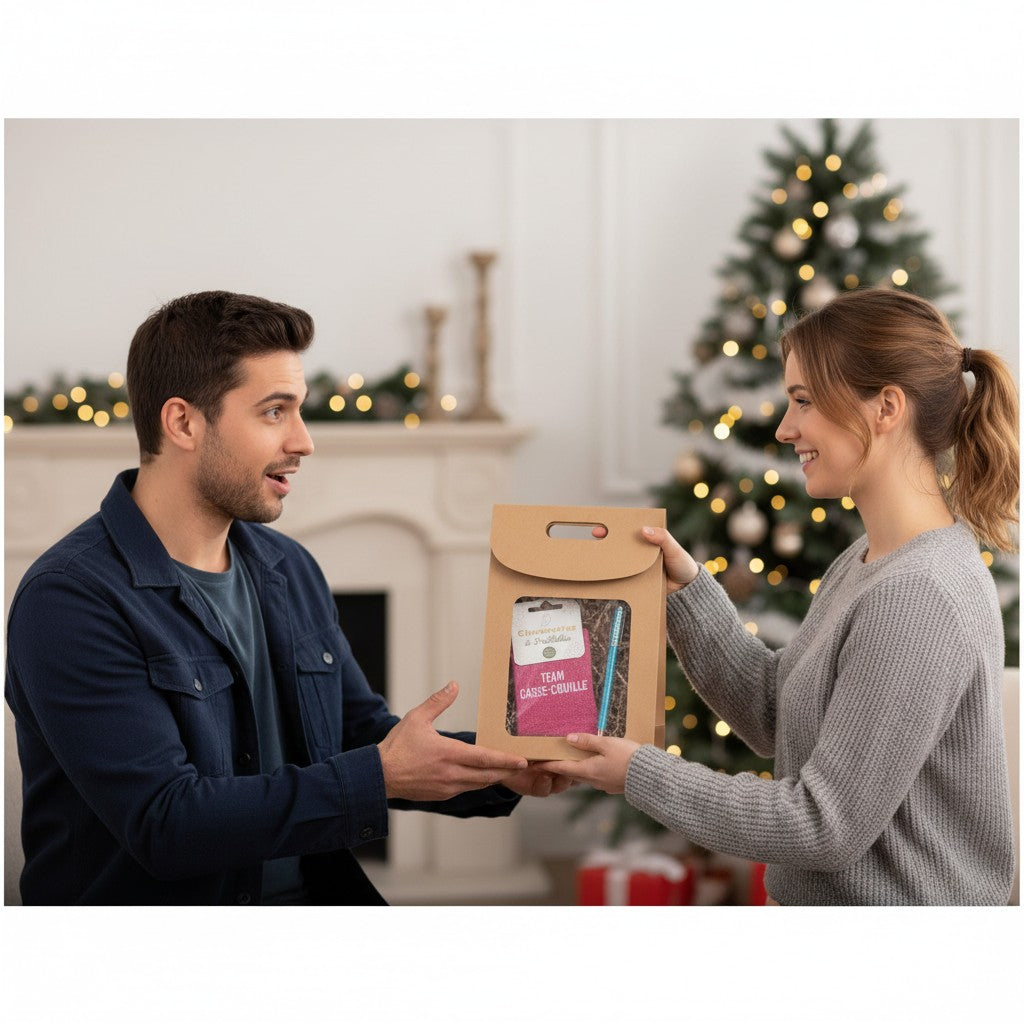 Pochette cadeau kraft avec fenêtre – Emballage cadeau | Joy Cadeaux 19 x 9 x 27 cm JOY!