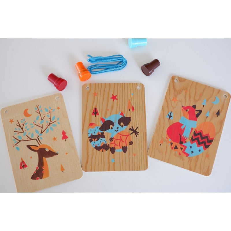 Tampographie sur Bois – Les Animaux de la Forêt | Crealign (Coffret créatif dès 5 ans) Créa lign