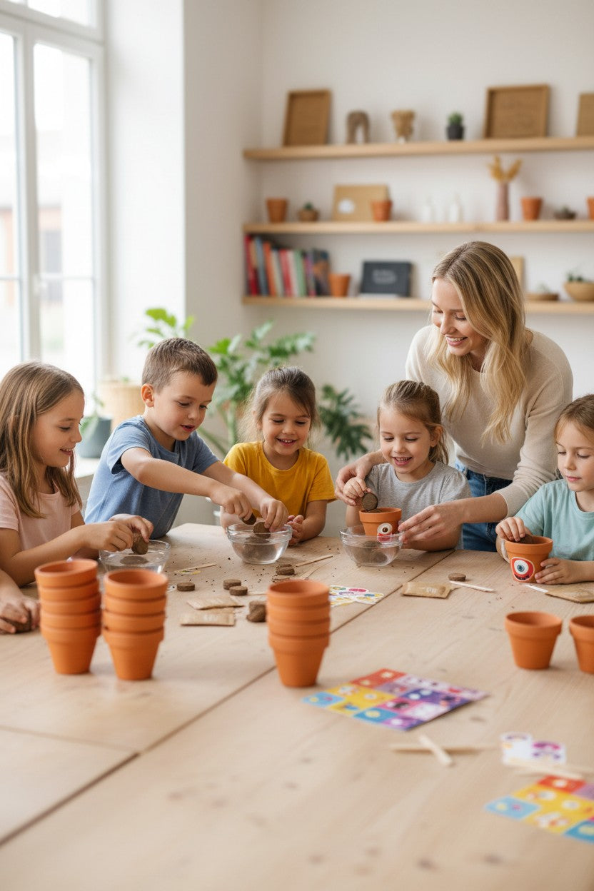 Coffret Anniversaire – 8 Petits Pots Monstres à Faire Pousser | Atelier Jardinage Enfant Radis et Capucine