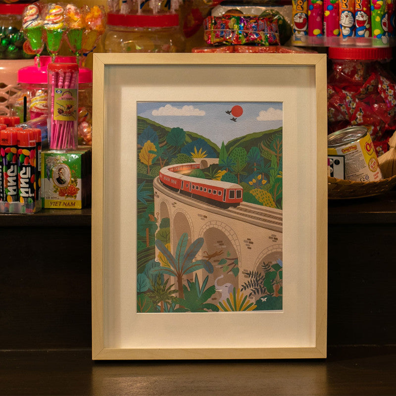 Coffret peinture au numéro - Sri-Lanka Train par Maja Tomlajanovic LA PETITE EPICERIE