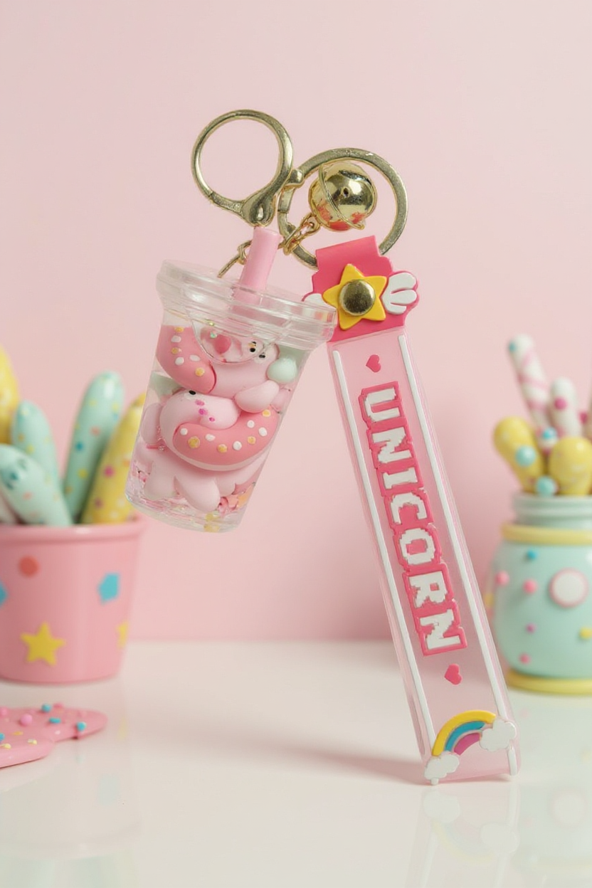 Porte-Clés Donut Flottant Kawaii Accessoire Mignon & Original Bubble-tea MINISUKI