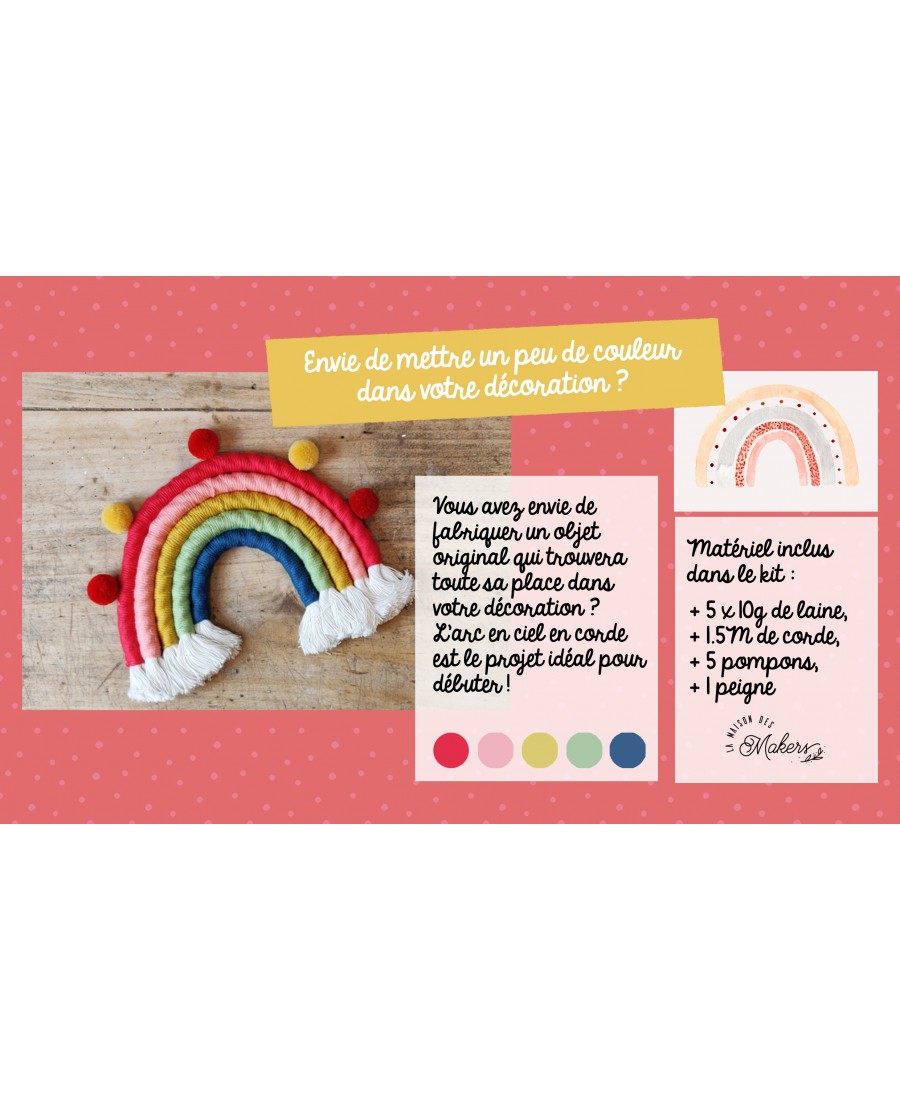 Kit créatif : Je fabrique mon arc en ciel en corde - Coloris Classique La Maison des Makers