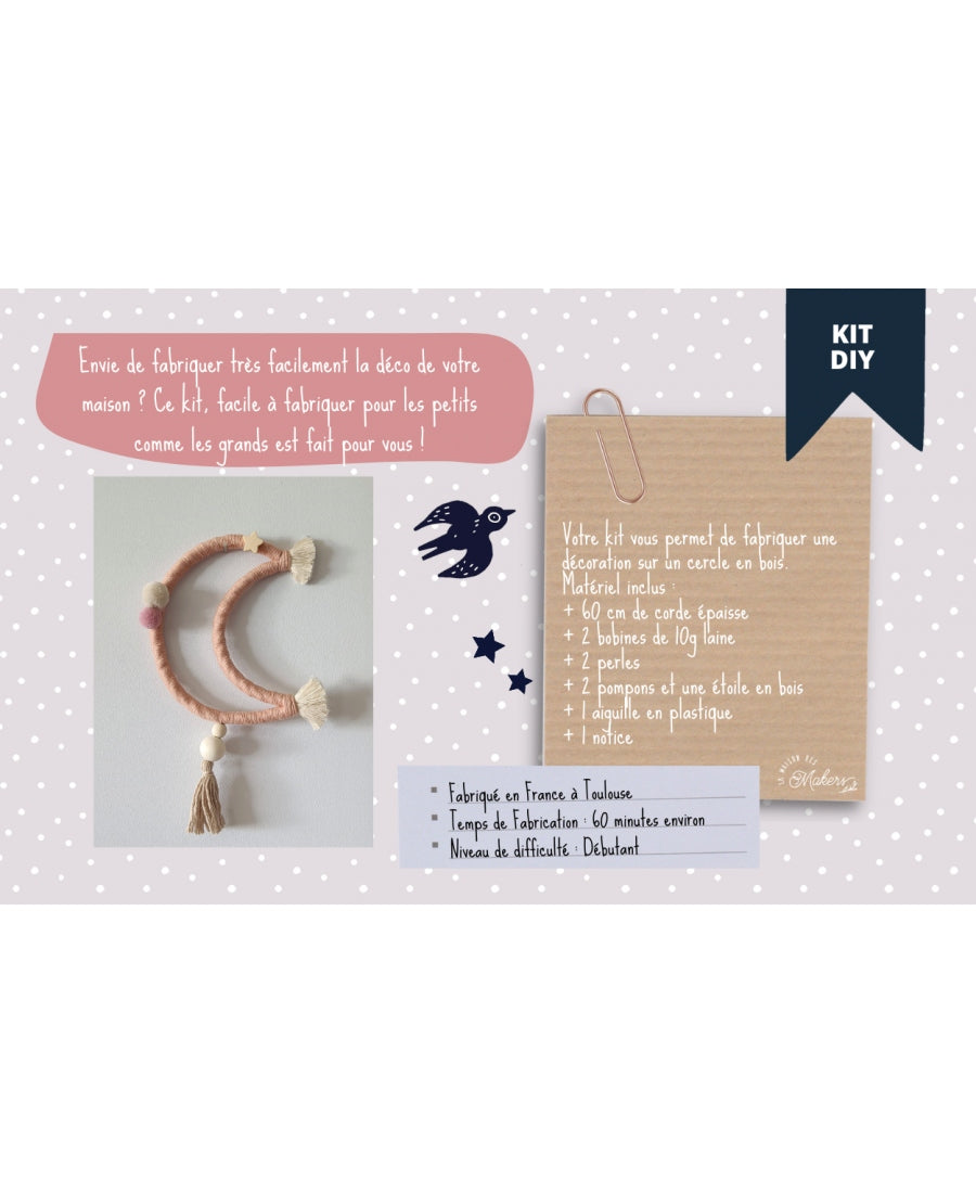 Kit créatif Petit Maker : Je Fabrique ma Lune en corde - Coloris Rose Poudré La Maison des Makers