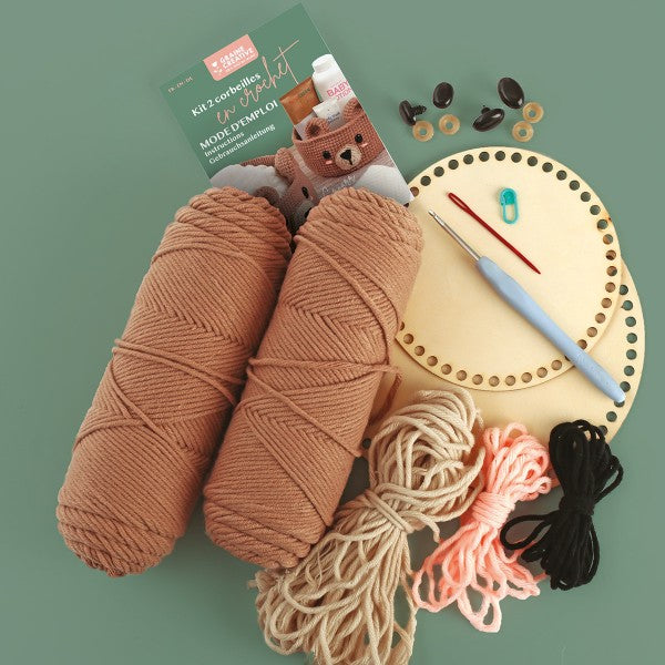 Kit 2 Corbeilles Ourson en Crochet – Graine Créative | DIY déco et rangement GRAINE CREATIVE