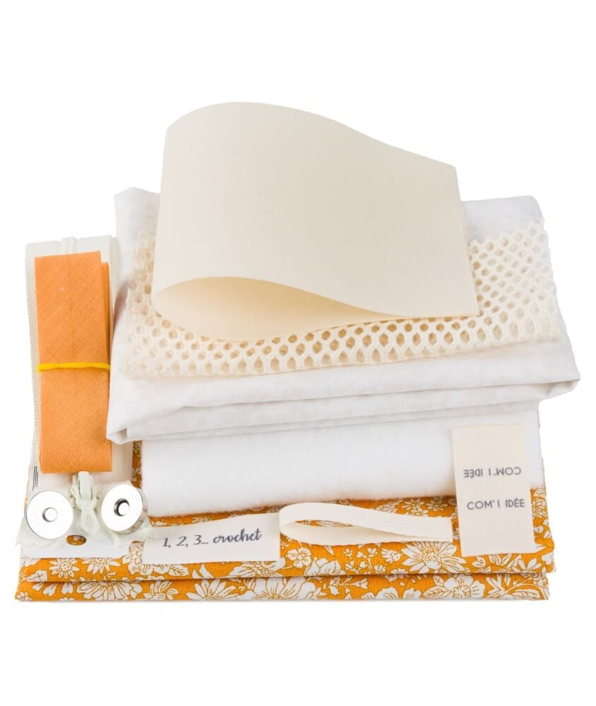 Kit couture DIY - Pochette rangement crochets orange x Liberty Fabrics Com'1 Idée