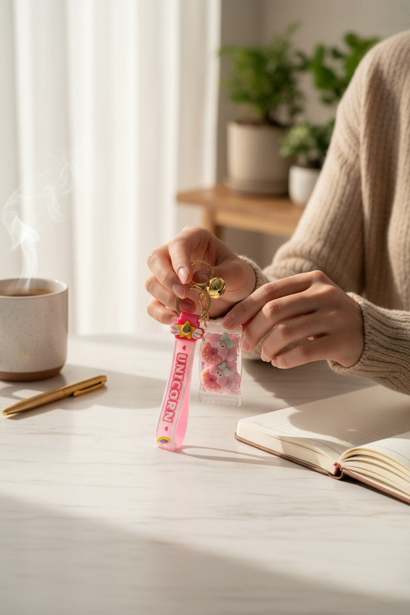 Porte-Clés Kawaii Sachet Bonbon Donut Flottant Gourmand MINISUKI