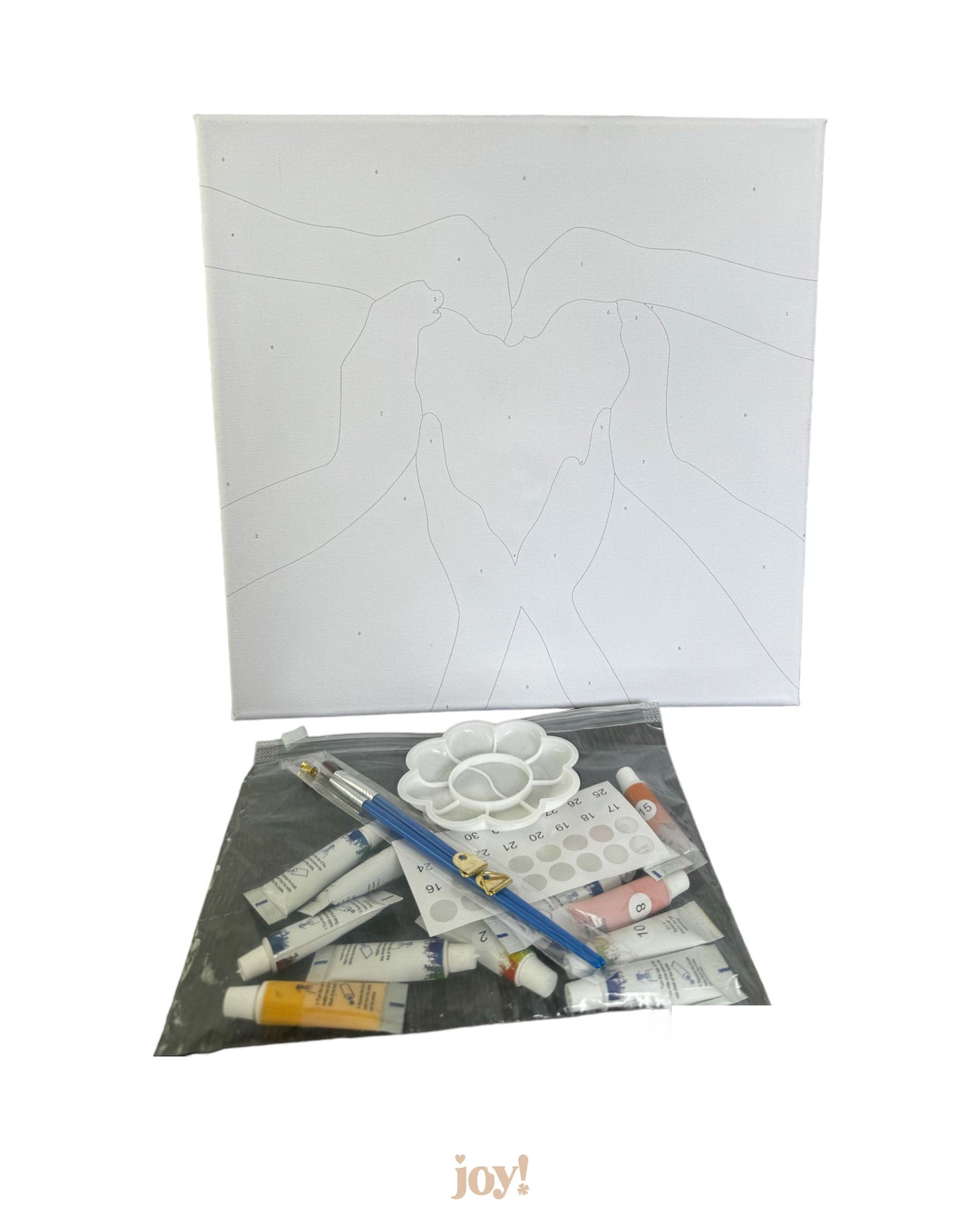 Peinture à numéro avec cadre 30x30 - Vive la paix JOY!