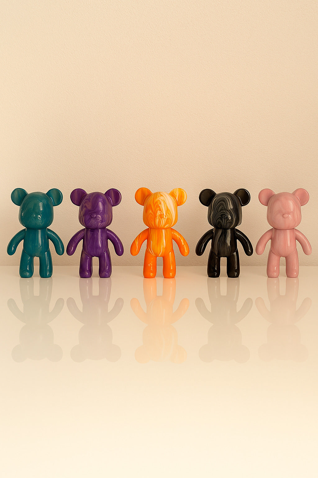 Kit de peinture pouring fluide art - Ours Teddy Bear Orange/Jaune/Blanc JOY!