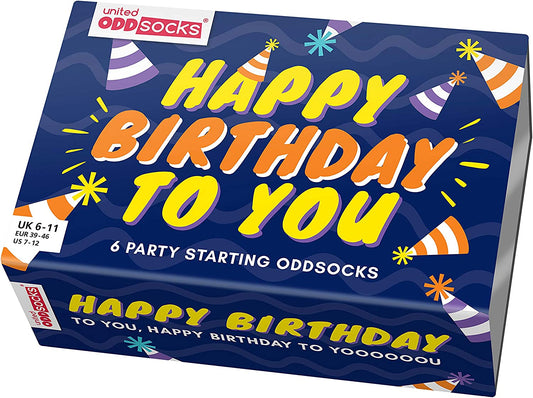 Coffret Chaussettes Happy Birthday To You – United Oddsocks | 6 Chaussettes Dépareillées Homme | Taille 39-42 United Oddsocks