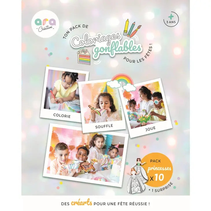 Pack Anniversaire - Princesses (x10 Créarts Coloriages) Ara-Créative