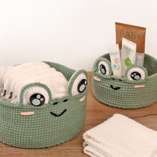 KIT 2 CORBEILLES DIY EN CROCHET GRENOUILLE GRAINE CREATIVE