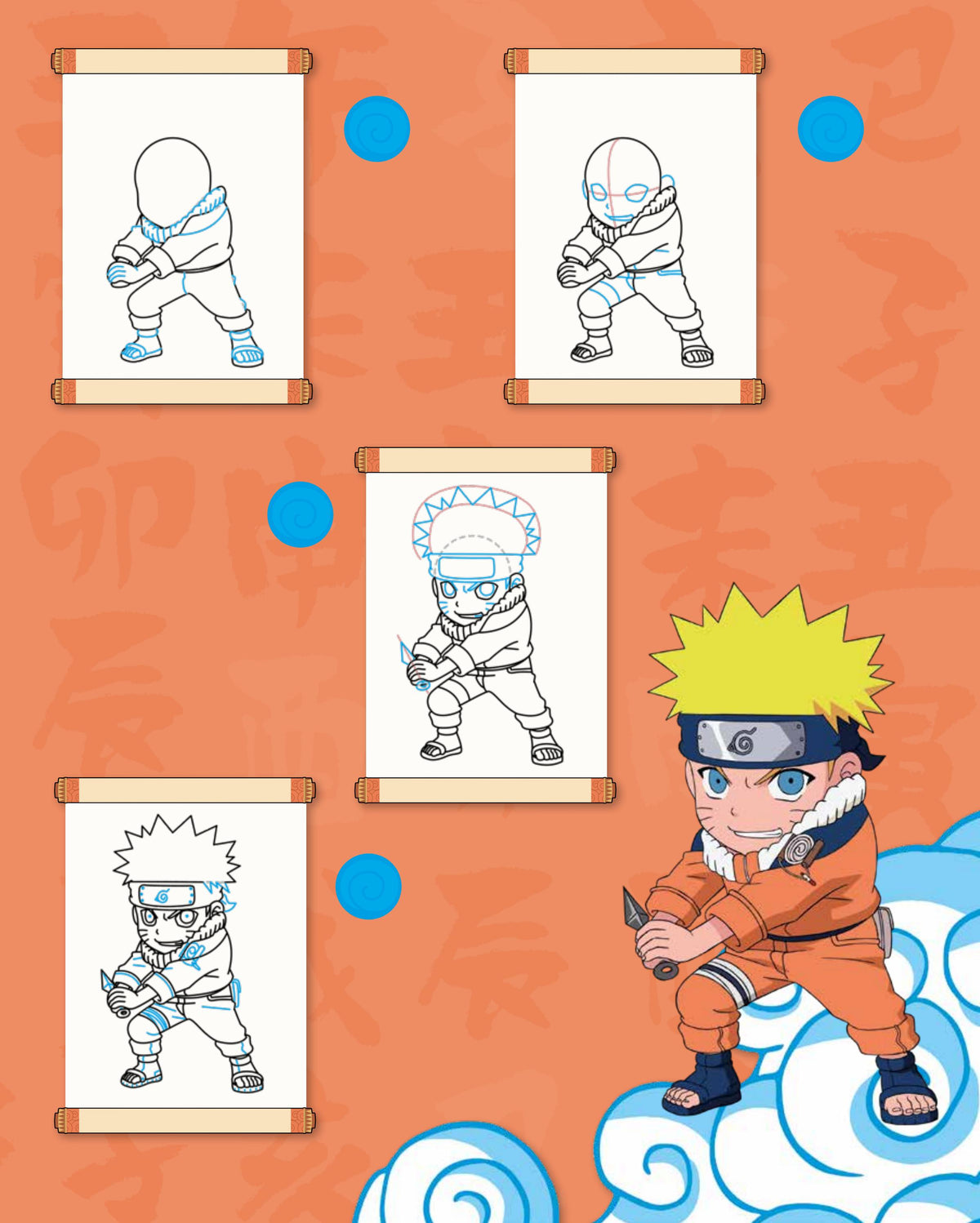 Dix modèles de ninjas Naruto à apprendre à dessiner pas à pas