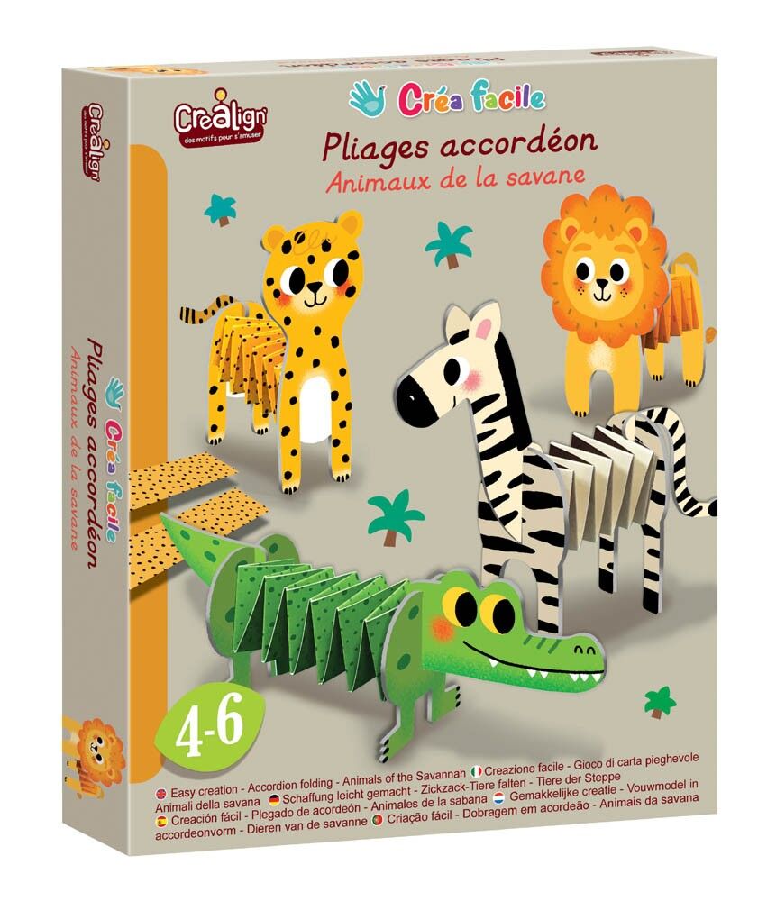 Coffret Pliages accordéons 5 Animaux de la Savane 3 ans Crealign Créa lign