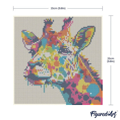 Mini Diamond Painting avec cadre Girafe Abstraite Pop Art Toile tendue sur châssis Figured'art