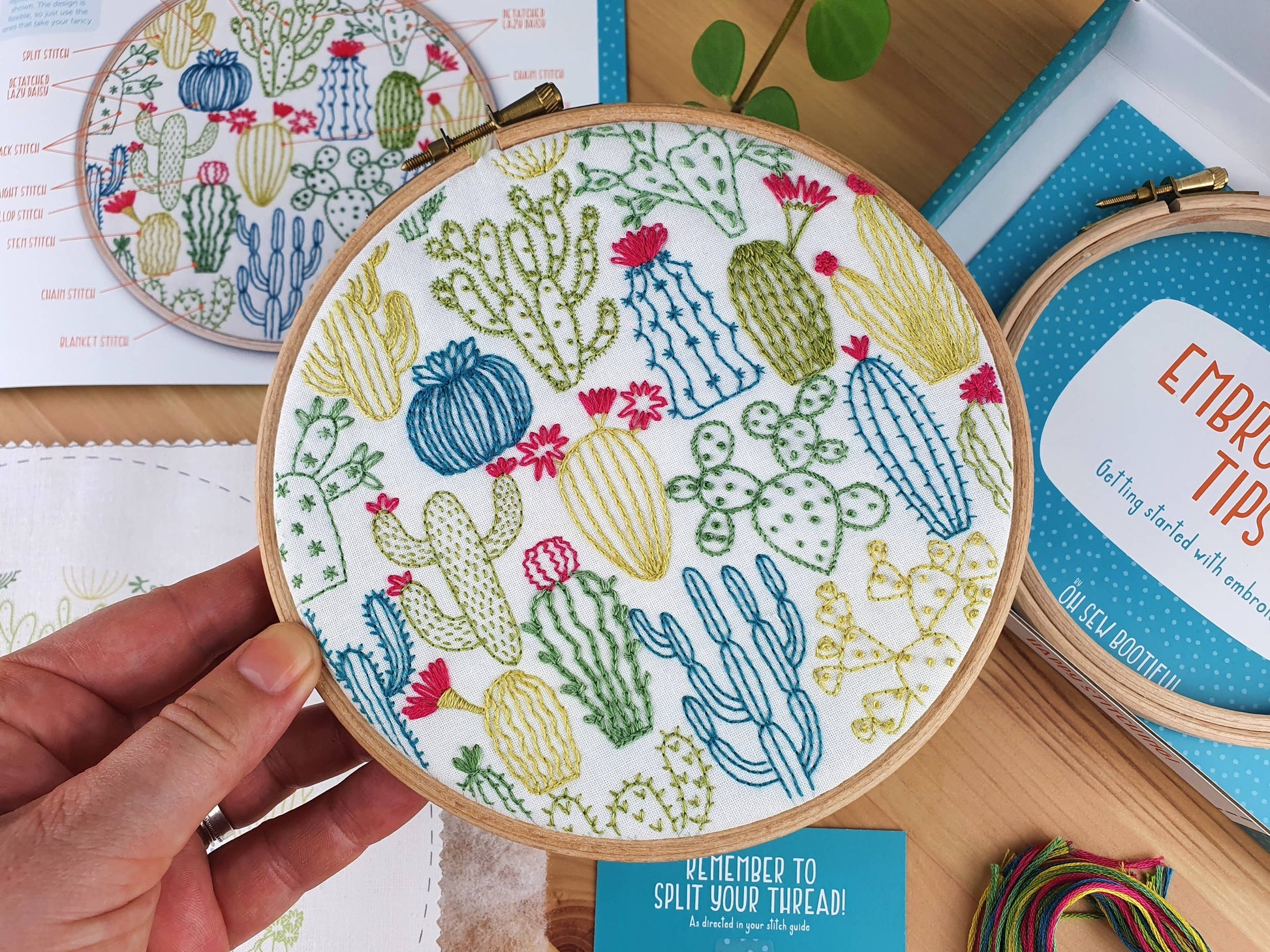 Cactus Cactus Kit de broderie à la main Hoop Art Oh Sew Bootiful