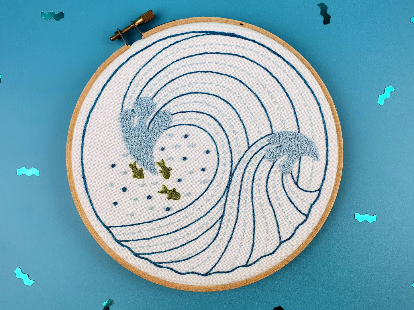 Kit de broderie fait main Ocean Waves Hoop Art Oh Sew Bootiful