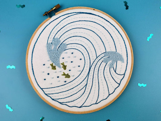 Kit de broderie fait main Ocean Waves Hoop Art Oh Sew Bootiful