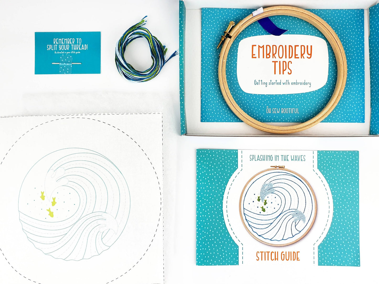 Kit de broderie fait main Ocean Waves Hoop Art Oh Sew Bootiful