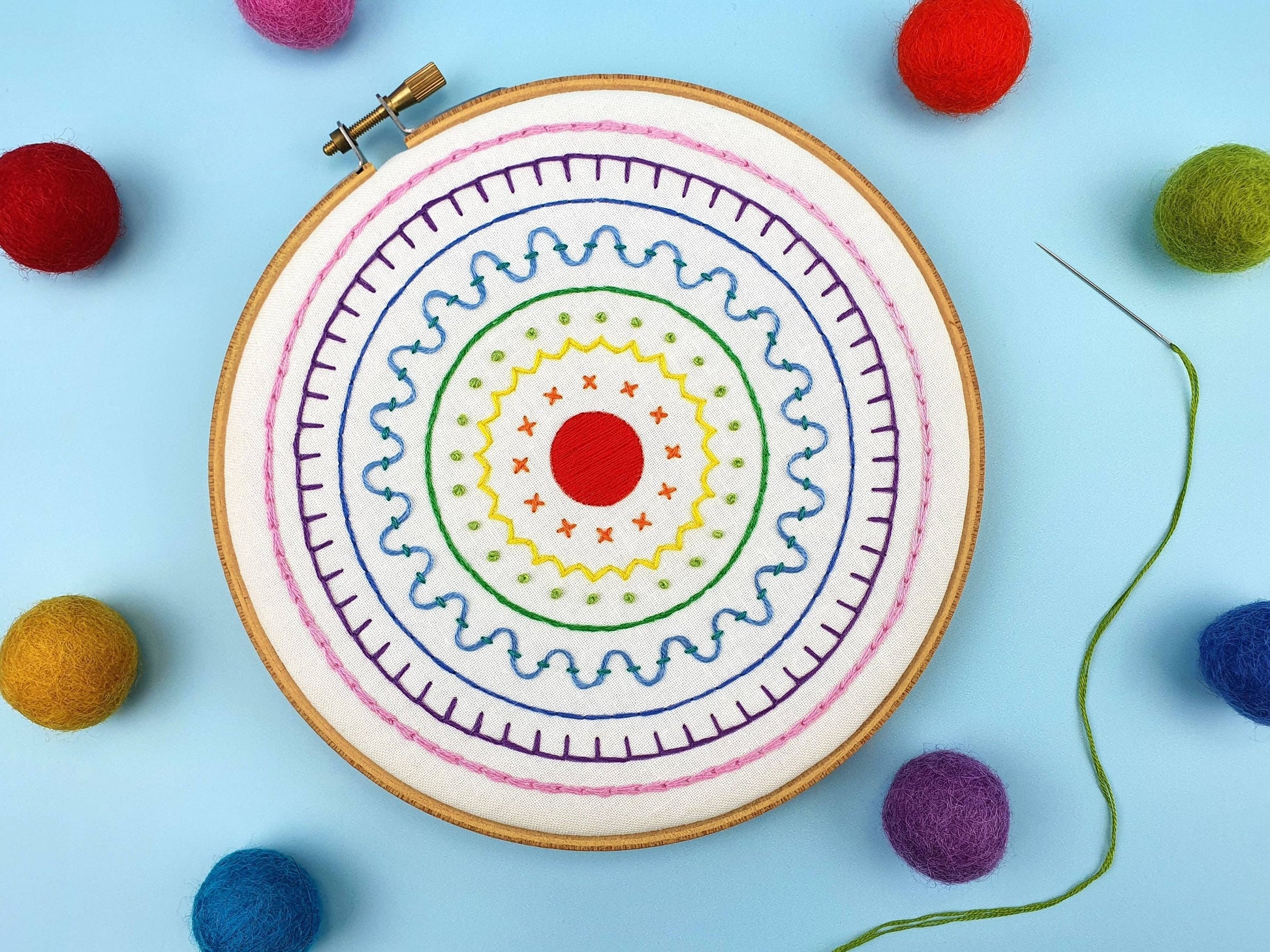 Rainbow Sampler Kit de broderie fait main Hoop Art Oh Sew Bootiful