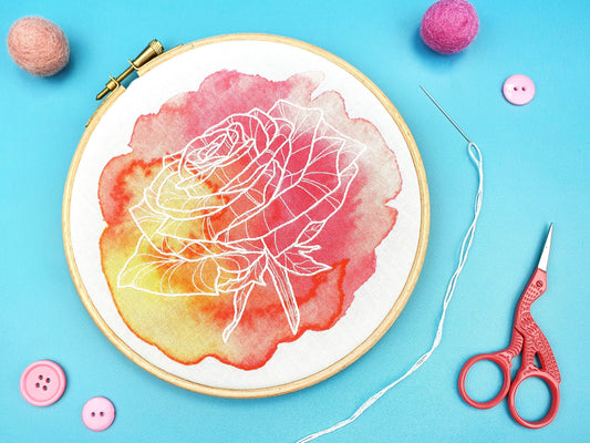 Kit de broderie à la main Floral Rose aquarelle Oh Sew Bootiful