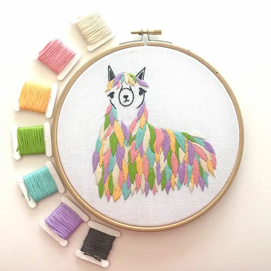 Kit de Broderie Lama – "No Drama Llama" avec Cerceau Inclus Cinnamon