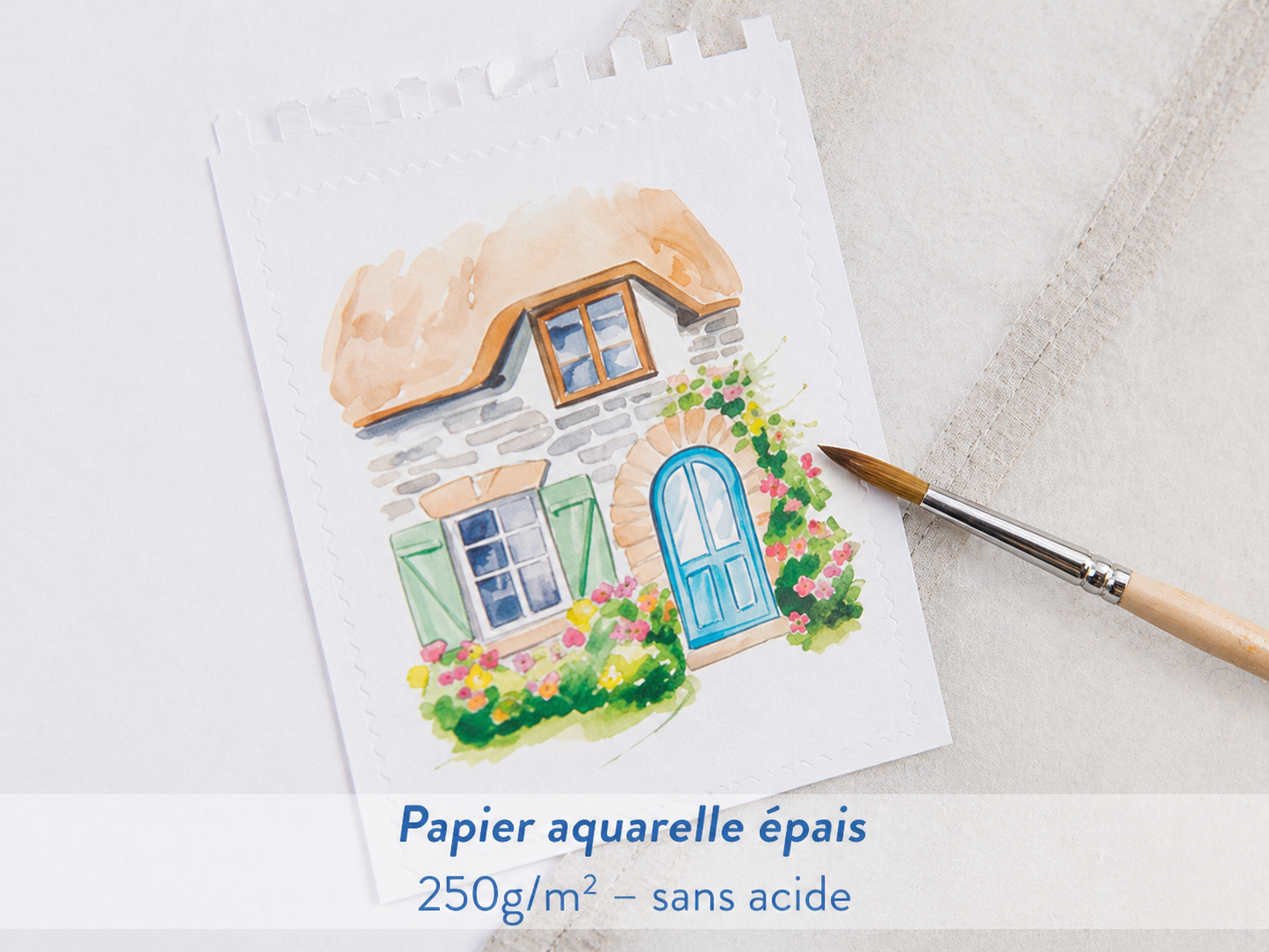 Cartes postales détachables en papier aquarelle 350 g à peindre sur le thème bord de mer