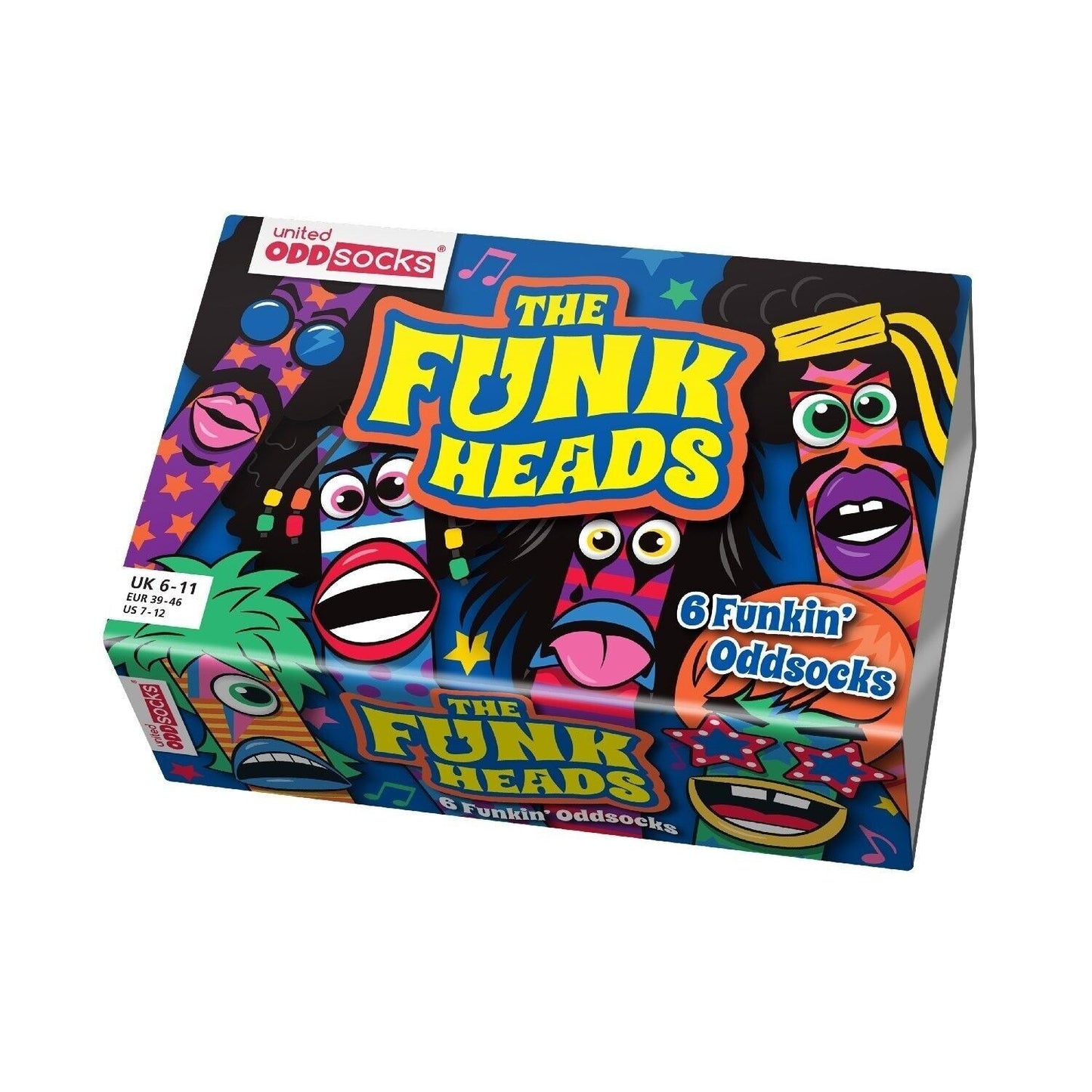 United Oddsocks Funk Heads, 6 chaussettes fantaisie Funkin United Oddsocks