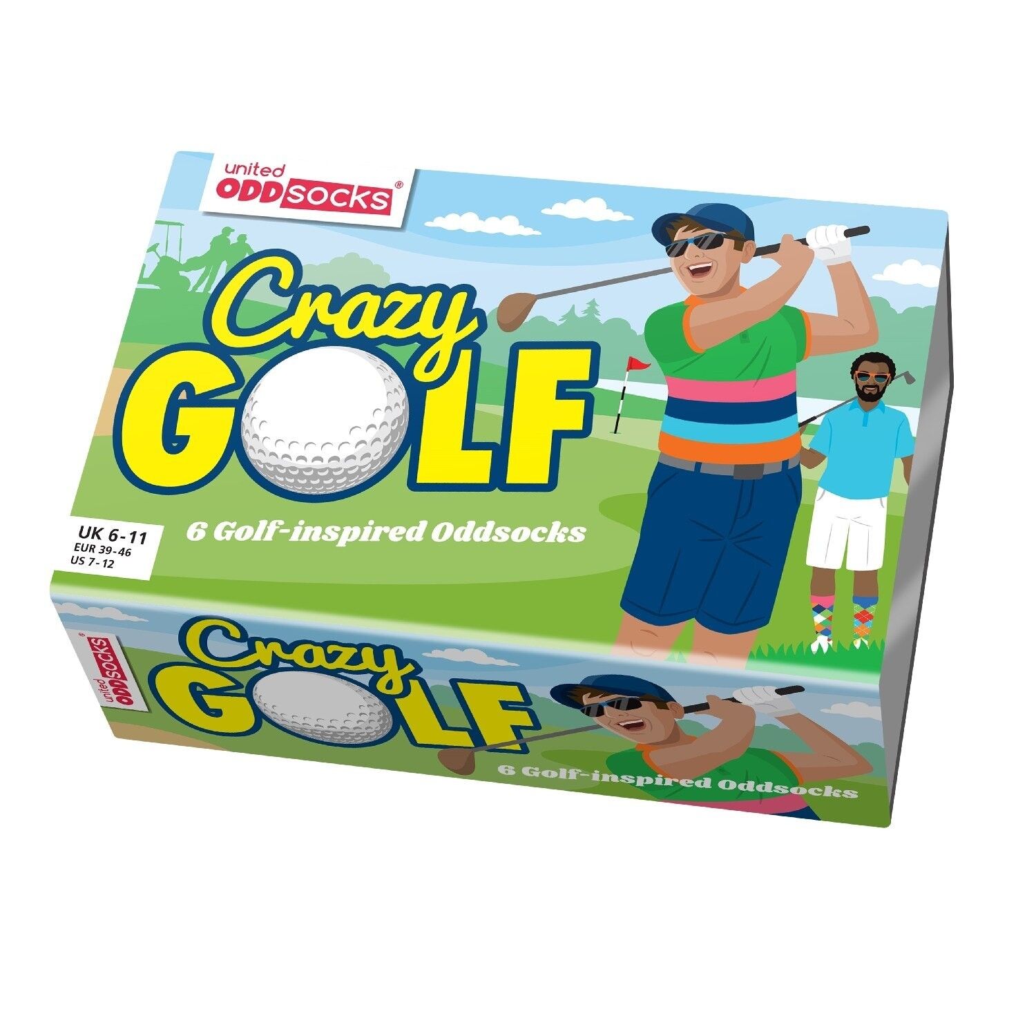 UNITED ODDSOCKS - CRAZY GOLF - COFFRET CADEAU ADULTE DE 6 CHAUSSETTES EUR 39-46 United Oddsocks