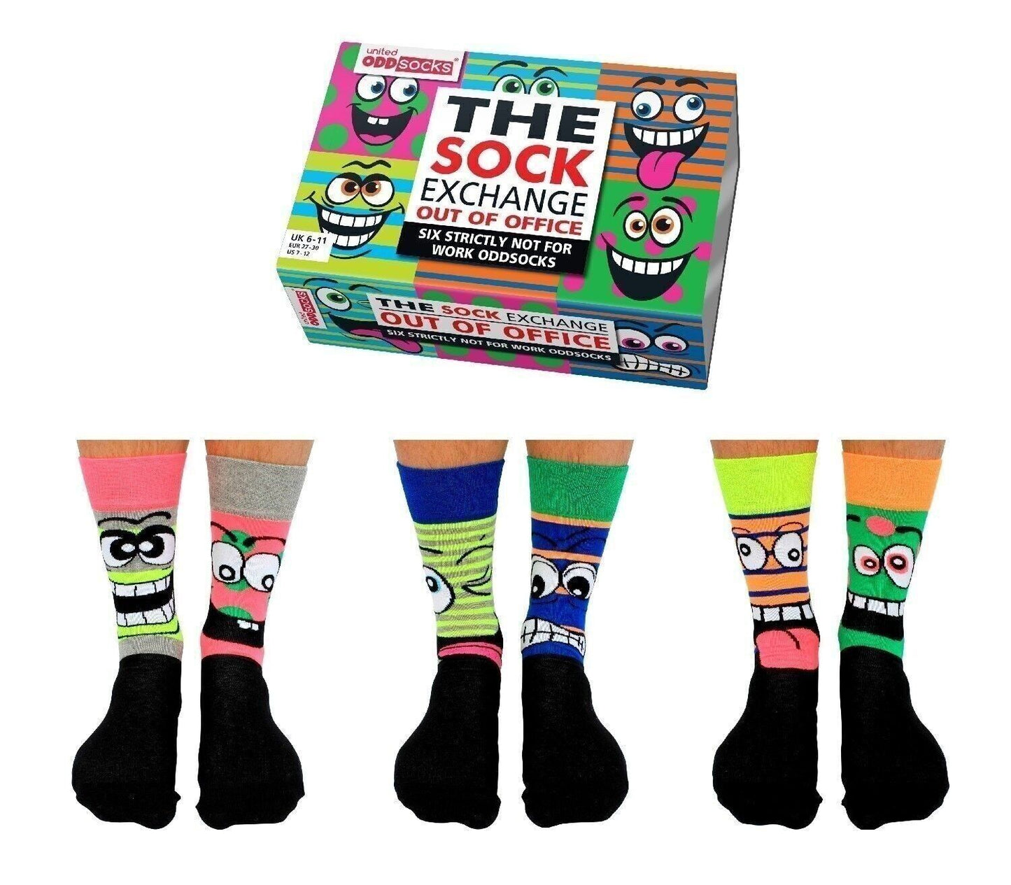 SOCKENTAUSTAUSCH AUSSERHALB DES BÜROS | Geschenkbox für Erwachsene, 6 ungerade Socken, EUR 39–46