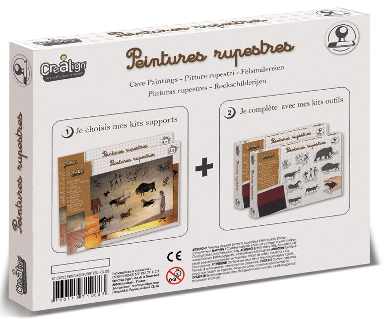 Kit "Peintures Rupestres" avec feuilles et tampons Créalign Créa lign