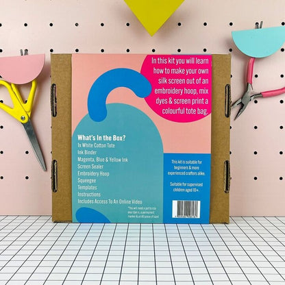 Kit de Sérigraphie DIY avec Cerceau de Broderie – Personnalisez votre Fourre-Tout en Coton The Edinburgh Craft Club