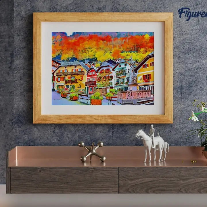Peinture par numéro Village Suisse coloré - Toile roulée Figured'art
