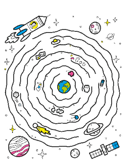 Cahier de 32 pages avec labyrinthes, jeux des paires et cherche et trouve pour enfant