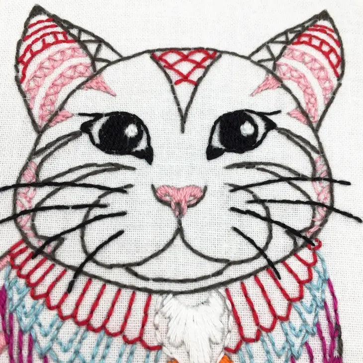 Kit Broderie Chat – Loisirs créatifs DIY pour débutants et amoureux des chats Cinnamon