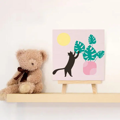 Mini Peinture par Numéros avec cadre Chaton plante Figured'art