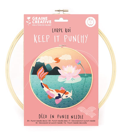 KIT PUNCH NEEDLE CARPE KOI Ø250 MM GRAINE CREATIVE