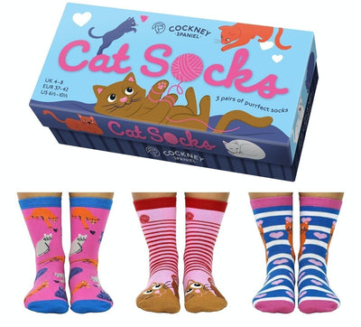Coffret Cadeau Chaussettes Chat – 3 Paires Assorties | Taille 37-42 | Cockney Spaniel cockney spaniel