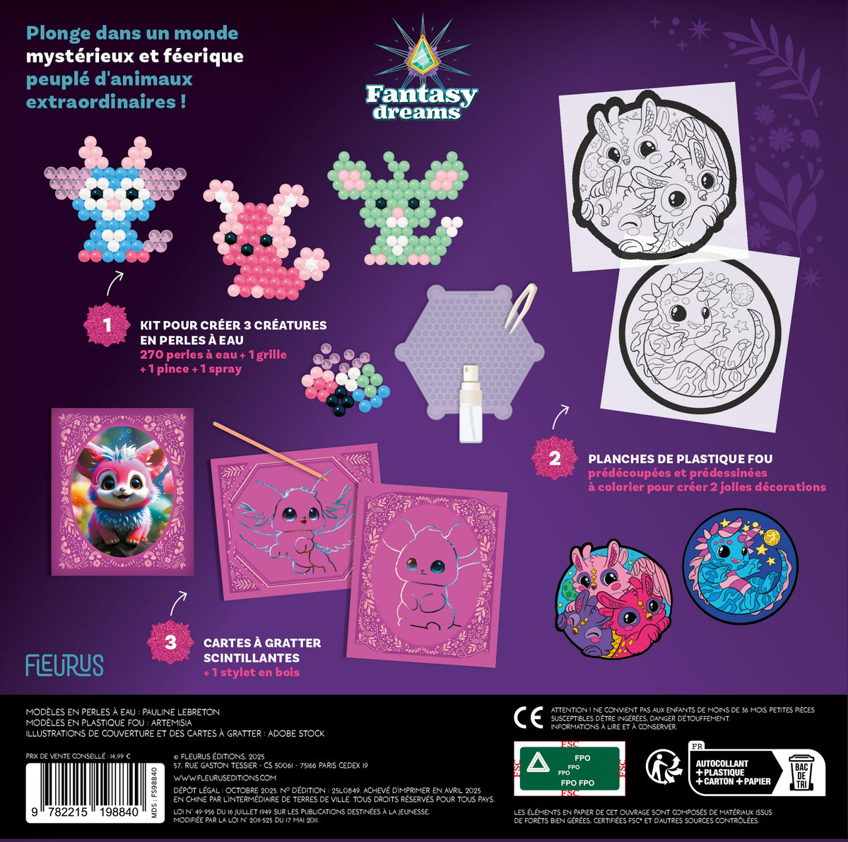 Perles à eau plastique fou phosphorescent et cartes à gratter Fantasy Dreams