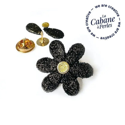Mini Kit Daphne Pins Cuir Fleur Noir Diy La cabane à perles